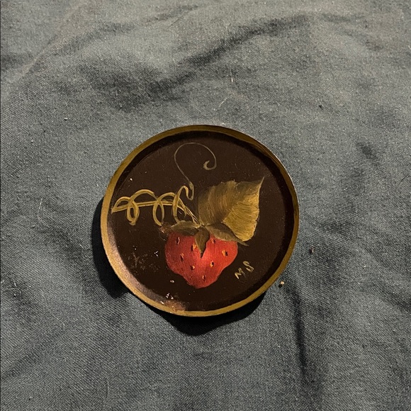 Jewelry - Hand-Painted Strawberry Trinket Dish Pin